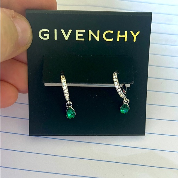 Givenchy Silver and Emerald Earrings - Picture 1 of 3